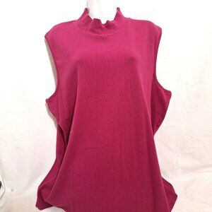 NWT C.J. Banks Mock Turtleneck Knit Top 3X Cotton Stretch Sleeveless  Red